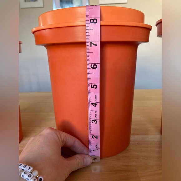 3, 1970’s Rubbermaid nesting food storage canisters orange floral design - Picture 10 of 15